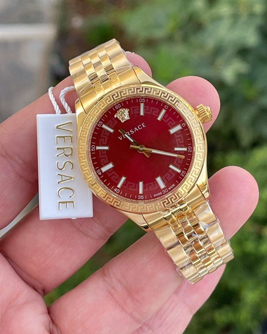 Versace Gold Kırmızı Kadran Hellenyium Bayan Kol Saati L-859